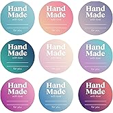 Mobiusea Creation Handmade with Love Labels Roll | Colorful Gradient Design | 2 inch Round Cut | 500 Labels for Homemade Goods, Handmade Stickers, Soap Candle Canning Supplies