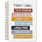 WNAGT Inspirational Spiral Notebook 5.5x8.3, Motivational Journal for Women, Today I Will Stay Positive Affirmation Notebooks for Note Taking, Boho Inspirational Journals for Writing