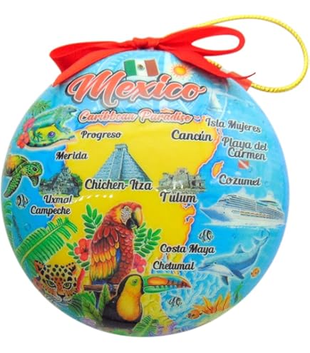 Weekino Ornamento Natale Messico Tulum Maya - Ceramica 7,2 Cm - Souvenir Viaggio - 6