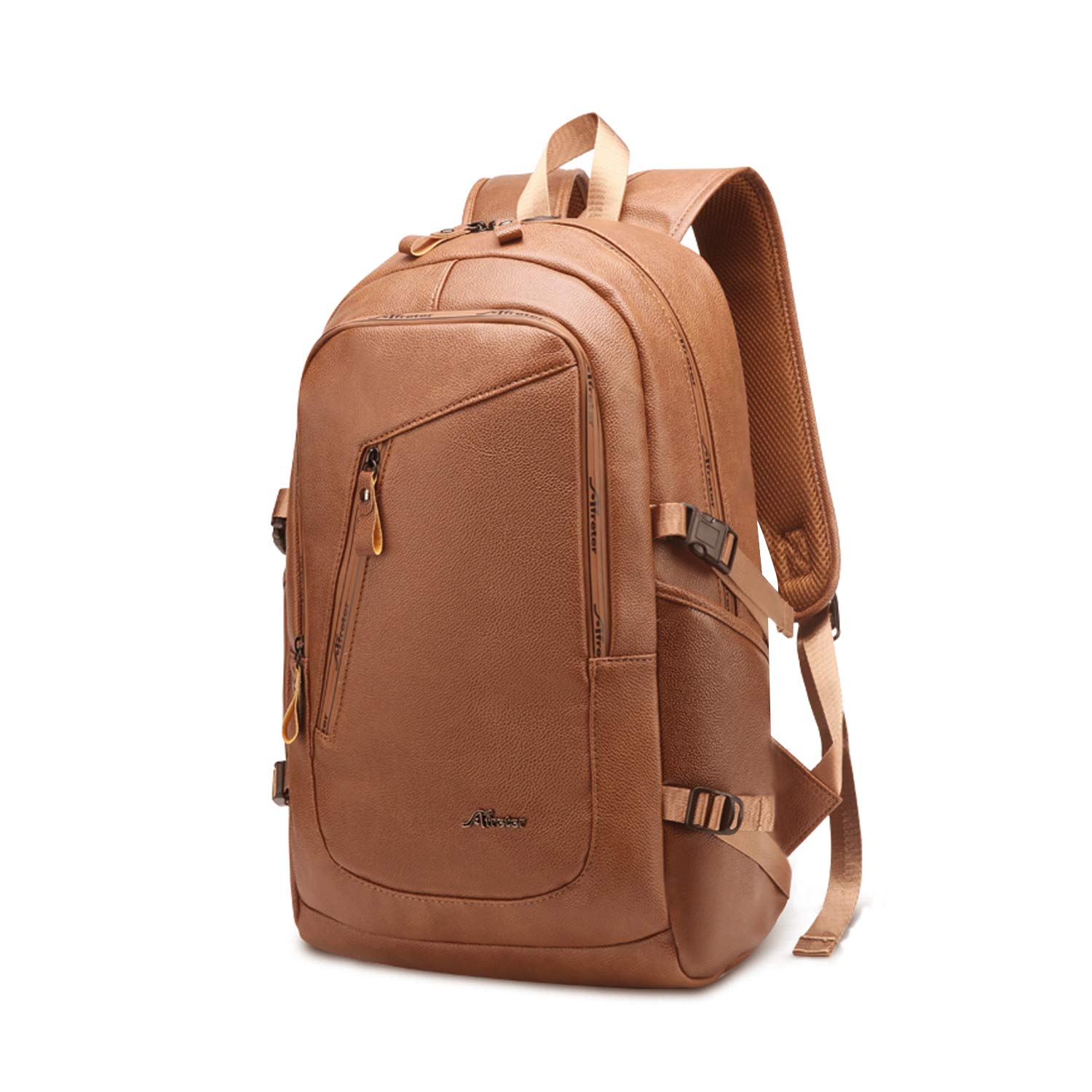 FANDARE Casual Laptop Backpack Men Daypack Teenager School Bag Travel Rucksack High College Bookbag Waterproof Knapsack Outdoor Camping PU Pack Brown