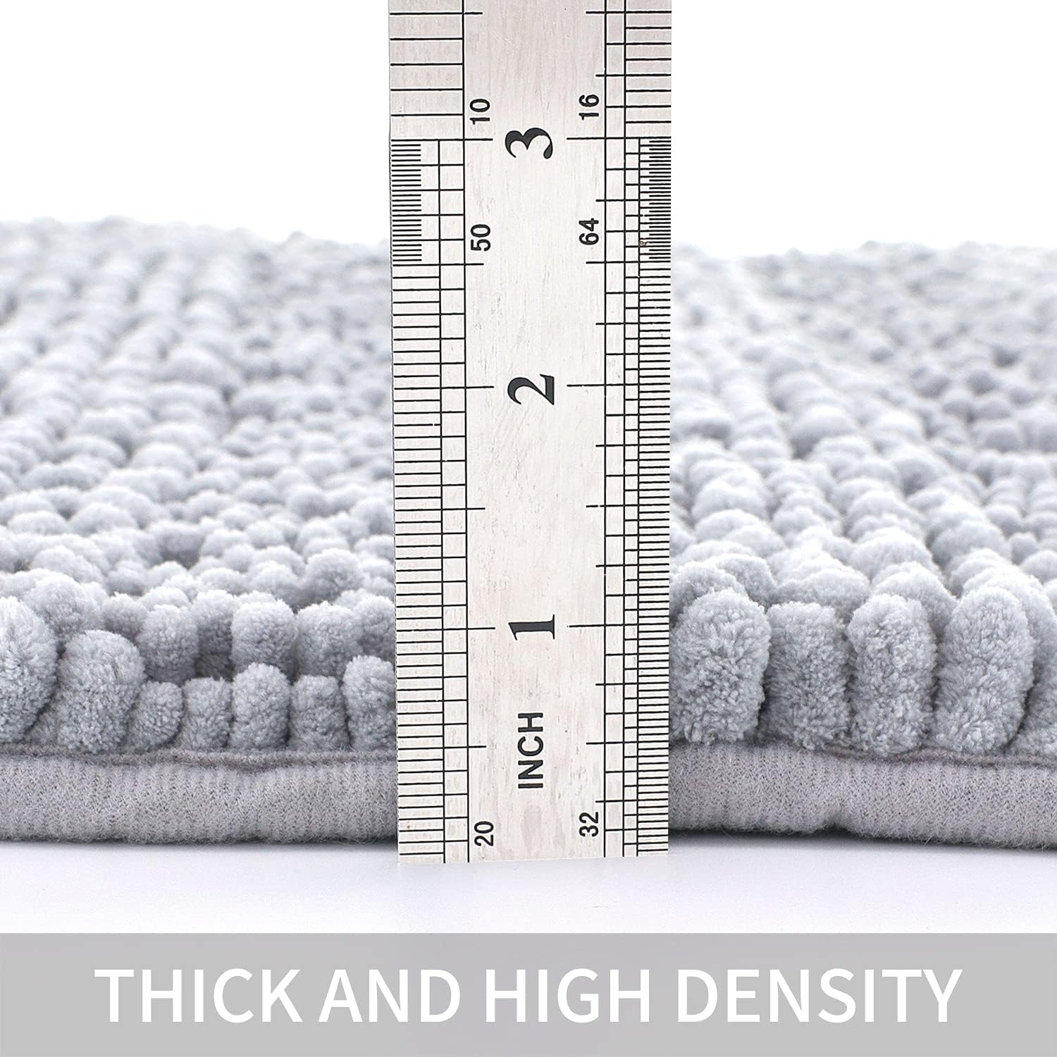 TENGTENGLINK Bath Mats for Bathroom Sets,2 Piece Bath Rugs,Thick Soft Chenille Floor Mats,Non Slip Shower Mats Ultra Water Absorbent Doormat. (Light Grey, 16x24 Plus 20x32) - Image 4