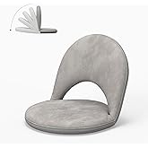 Cuzobro Floor Chair, 5-Position Foldable Floor Chair for Kids with Adjustable Back, Soft Sponge &amp; Velvetean Cover, for Adults and Kids, Indoor Outdoor Use, Meditation, Gaming, Camping (Gray)
