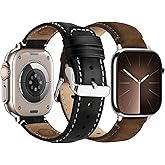 Fullmosa Leather Band Compatible with Apple Watch Bands 49mm 46mm 45mm 44mm 42mm 41mm 40mm 38mm,Top Grain Leather iWatch Straps for Apple Watch Ultra SE Series 11 10 9 8 7 6 5 4 3 2 1