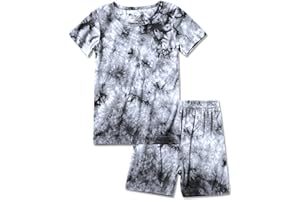 Jimonda Baby/Toddler Soft Sleepwear Short sleeve Kids Cool Pajama Outdoor 2-Piece Shirt&Shorts Casual sets Tie Dye PJ