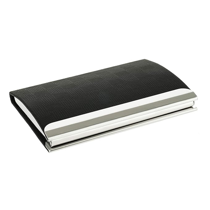 Visitenkarten-Etui Elegantes Business Kartenetui mit Magnetverschluss aus PU Leder für Damen und Herren (Schwarz)