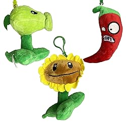 BASHERISE 3 PCS PVZ Plant Plush Zombies Keychain