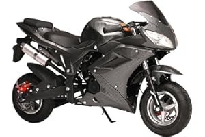 qajexluz 49cc 4-Stroke Pocket Bike, Mini Motorcycle for Kids, Pocket Gas Motorbike with 1.8L Gas Tank, Pocket Rocket Motorcycle with Dual Headlights, 440 lbs Mini Pocket Bikes for Adults Black