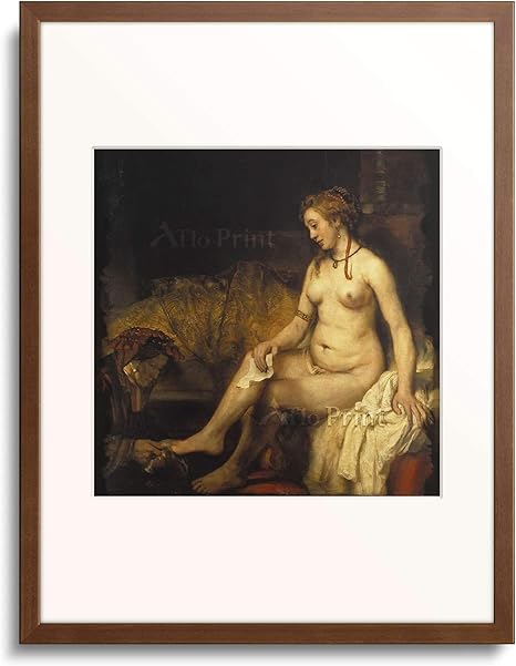 Amazon レンブラント ファン レイン Rembrandt Harmenszoon Van Rijn バテシバ バト シェバ Bathsheba Bathing 1654 額装アート作品 アートフレーム ポスター オンライン通販