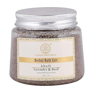 Khadi Natural Ayurvedic Lavender Basil Bath Salt, 200g