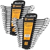 DEKOPRO Combination Wrench Set, SAE&Metric, 30-piece, 1/4'' to 1'' & 8-22mm, 12-Point, Chrome Vanadium Steel, with Plastic Tray