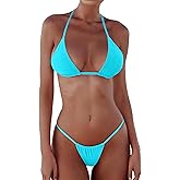 XUNYU Thong Bikini Sets for Women - Brazilian Micro String Bikinis Sexy Two Piece Swimsuit Triangle Top Halter Bathing Suits