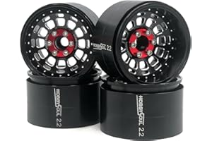 HOBBYSOUL 2.2 Beadlock Wheels Adjustable Offsets Rims Wide 40mm Black 2.2 RC Wheels For 1/10 RC Crawler Gen8 Everest gen 7 Pro / SCX10 Capra / TRX4 AMG 6x6, (4-Pack)