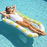 Inflatable Mesh Pool Float with Headrest, Comfortable Lounge Raft for Adults, Large Floating Pad for Pool Lake Sea, Quick-Dry