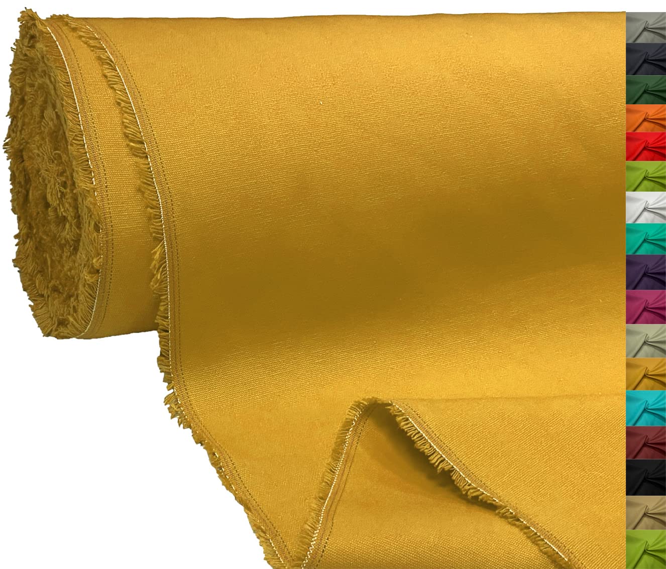 A-Express 100% Cotton Canvas Fabric Material Dressmaking Cloth Curtain Bags 145cm 57" Wide 250GSM Sold Per Meter - Half Meter 50cm x 145cm Mustard