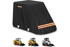 SKYJDM Waterproof Cabbed Skid Steer Cover, 420D Heavy Duty All-Weather Protection Skid Steer Cover with Air Vents, Compatible with John Deere, Caterpillar, Bobcat, 148" x 75" x 80"