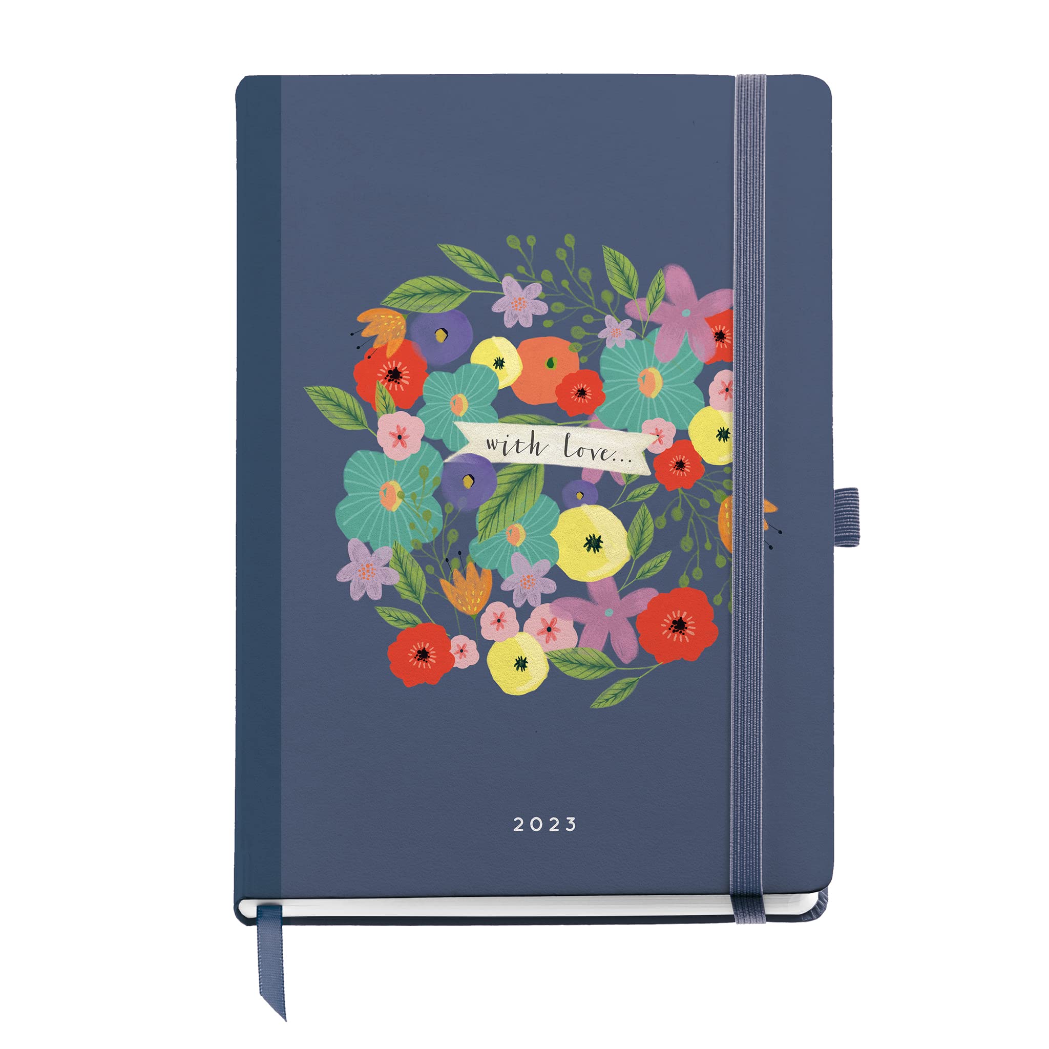 Miquelrius - Year Planner 2023 - Week to View - Plus Size 155 x 213 mm (approx. A5) - Hard Cover - Stitched Binding - Spanish, English and Portuguese - Flowers