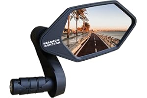 MEACHOW New Bar End Bike Mirror, Crystal UHD Automotive Grade Glass Lens E-Bike Mirrors, Scratch Resistant, Safe Rearview Mirrors, (Silver Right Side) ME-022RS