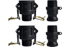 TALEGEN 1 Inch Camlock Fittings Type B & F Polypropylene Cam and Groove Hose Fitting Kit with 1" Female & Male Camlock x 1" NPT Male, Cam and Groove Hose Couplings (2 Sets/ 4 Pcs)