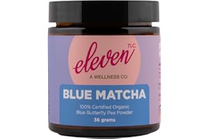ELEVEN TLC A WELLNESS CO. Eleven TLC, Blue Matcha Powder, 100% Organic Butterfly Pea Flower, Antioxidants, Wellness Support, Clitoria Ternatea, GMO-Free, Smoothies, Cocktails, Mocktails, 18 Servings
