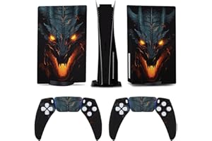AoHanan Black Fire Dragon 5 Skin Controller Accessories Cover Skins Anime Vinyl Cover Sticker Full Set for 5 Disc Edition