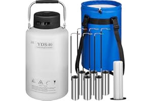 VEVOR BestEquip Liquid Nitrogen Container Aluminum Alloy Liquid Nitrogen Tank 10L Cryogenic Container with 3 Canisters and Carry Bag