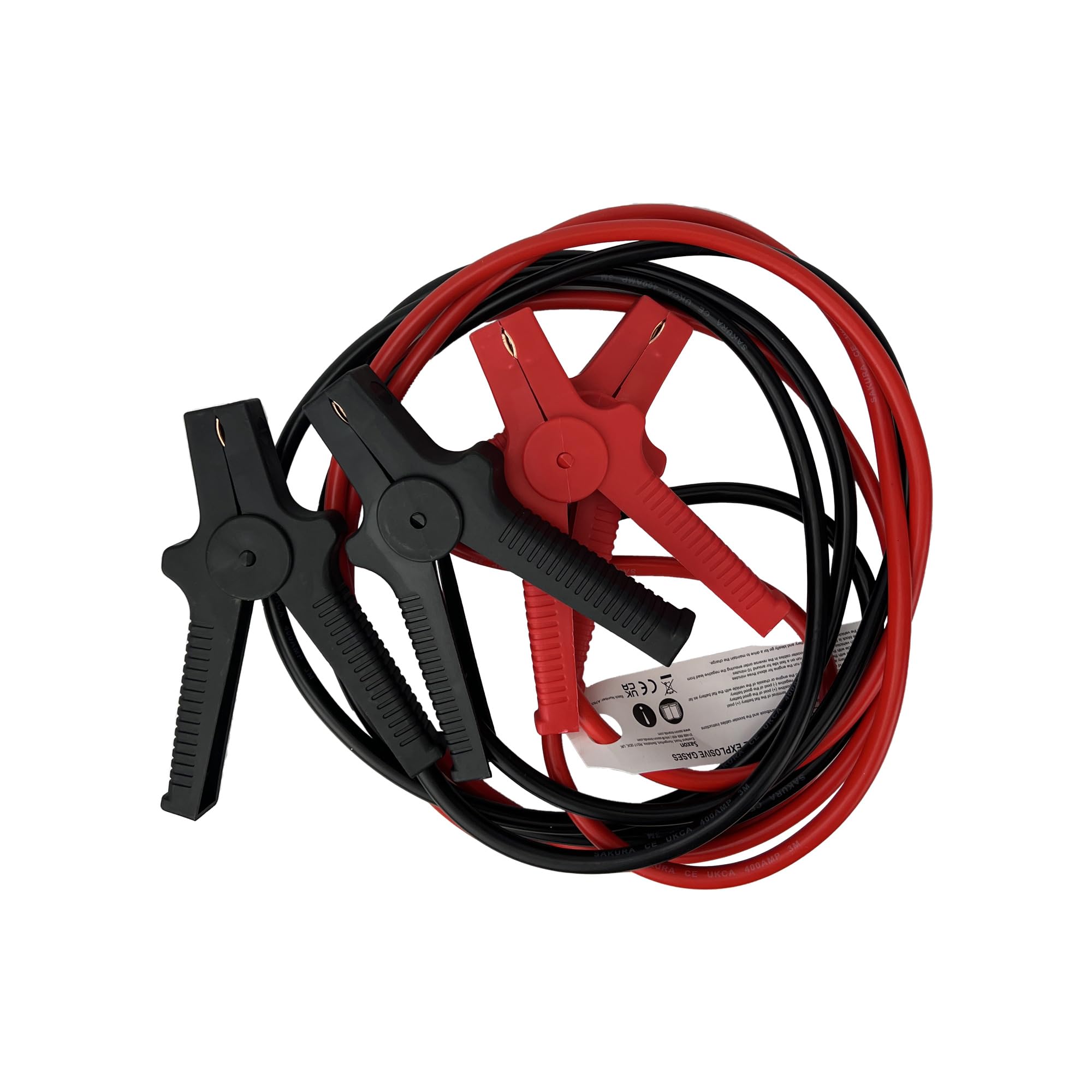Sakura SS3626 Heavy Duty Booster Cables Jump Start Leads, Colour Coded Clamp, For Cars Vehicles Up To 3.0 l/3,000CC, Flat Battery, 400 Amp 3 metres
