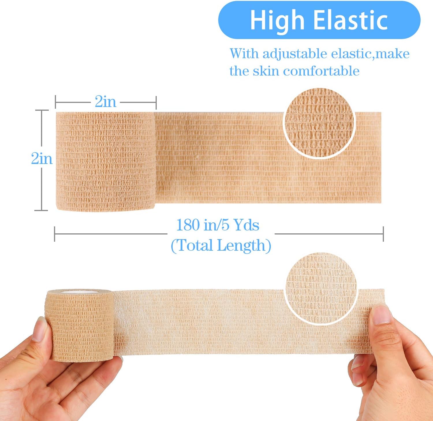Self Adherent Cohesive Wrap Bandages 2 Inches X 5 Yards, 12 Count, First Aid Tape, Elastic Self Adhesive Tape, Athletic, Sports wrap Tape, Bandage Wrap for Sports, Wrist, Skin Colour Athletic Tape: Health & Personal Care
