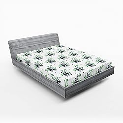 Ambesonne East Fitted Sheet Set, Cartoon Panda