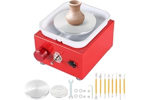 MAOPINER Mini Pottery Wheel Machine, 4.5cm, 6cm, 10cm Turntable Mini Pottery Machine Electric Pottery Wheel DIY Clay Tool with Tray for Ceramic Work Ceramics Clay Art Craft (Red)