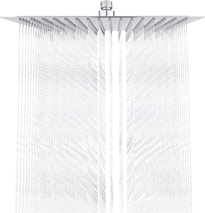 GRIFEMA 12 Inch Rain Shower Head Square High-Pressure 304 Stainless Steel Chrome