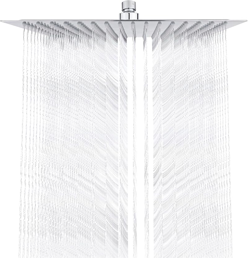 GRIFEMA 12 Inch Rain Shower Head Square High-Pressure 304 Stainless Steel Chrome