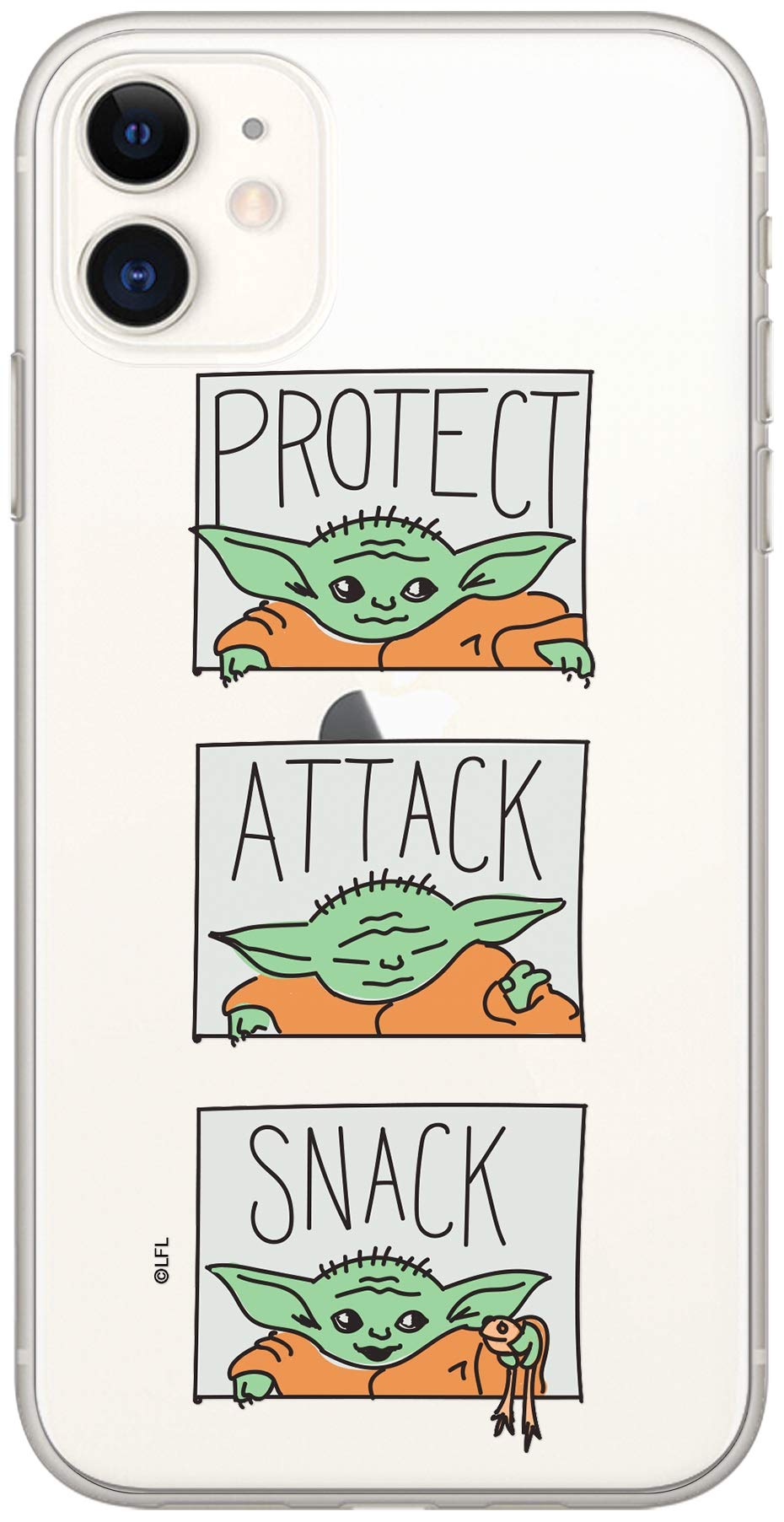ERT GROUP mobile phone case for Apple Iphone 11 original and officially Licensed Star Wars pattern Baby Yoda 009 optimally adapted to the shape of the mobile phone, partially transparent
