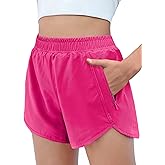 Zaclotre Girls Athletic Shorts with Zipper Pockets High Waisted Running Shorts Soccer Gym Sports Active Short for Kids
