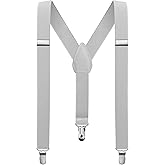 AmazingSky Men's 1 Inch Wide Adjustable Y Back Elastic Suspender With Clips