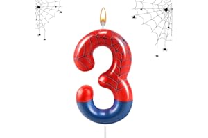 AXBMM Spider Themed Birthday Candles Number 3 Candle Birthday Cake Candle Party Decoration Cake Topper for Spider Party Decoration Theme Party Supplies (Number 3)