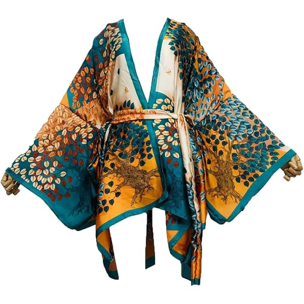 Women's Boho Maxi Kaftan Dress - Batwing Sleeve Silk-Feel Cover Up, Plus Size One Size, 55 Inch Length - View #8