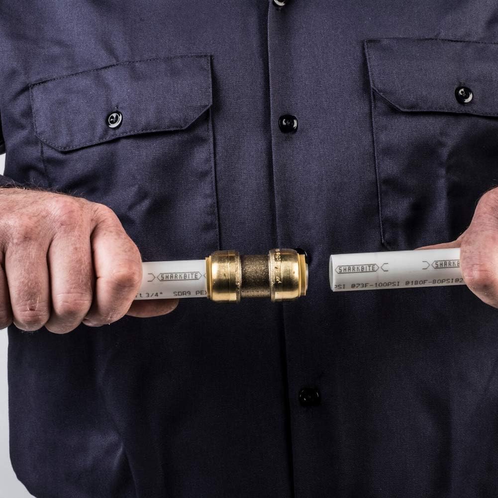 SharkBite U008LFA Straight Coupling Plumbing, 1/2 Inch, Pex Fittings, Push-to-Connect, Coupler, Copper, Cpvc - Pipe Fittings - 