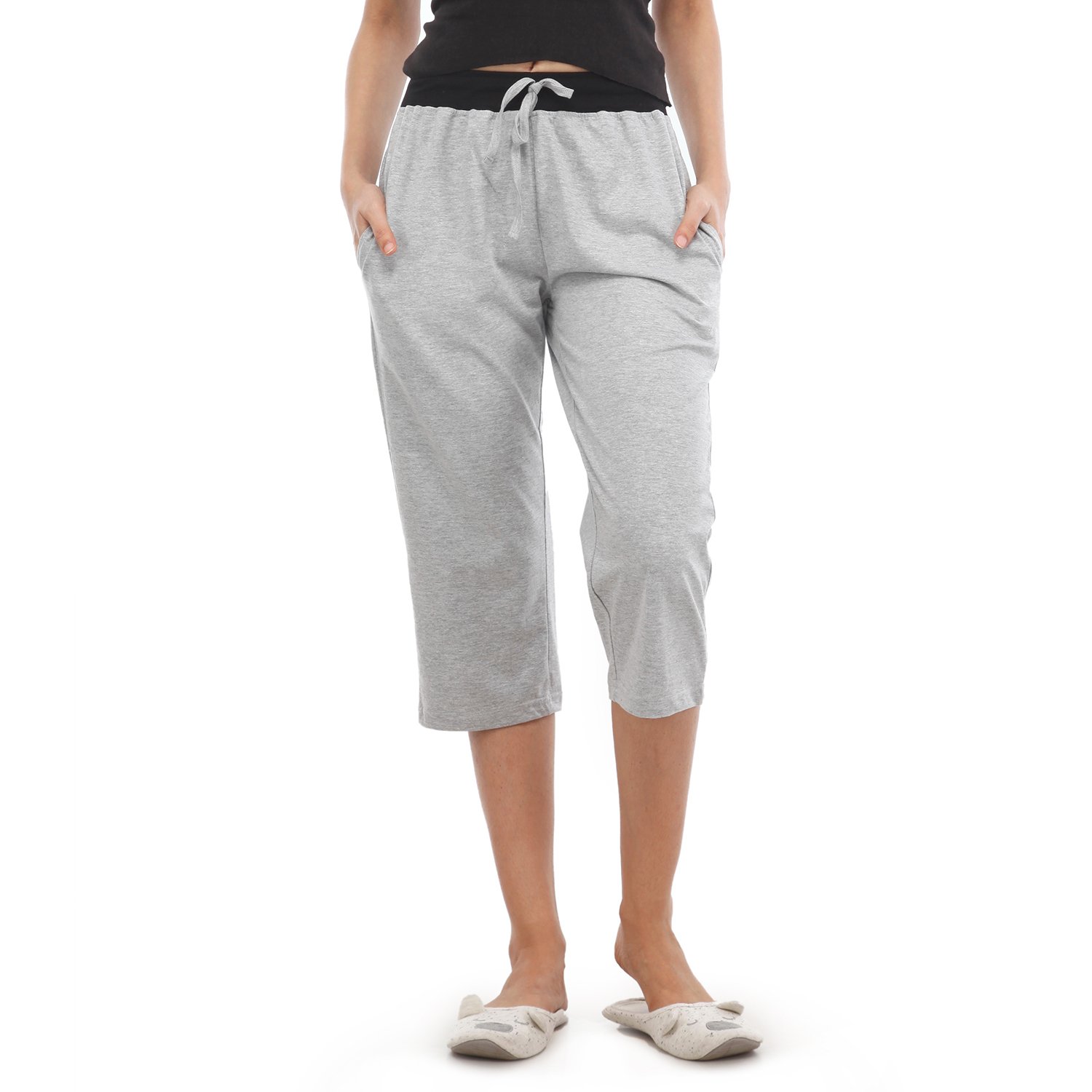nite flite classic cotton grey capri