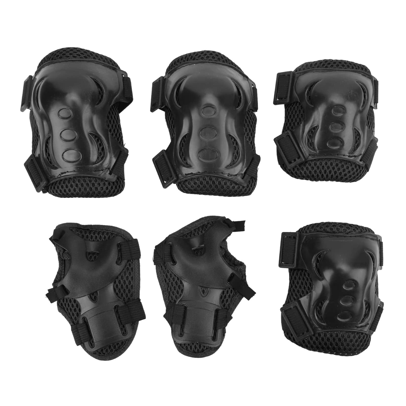 Skateboard Pads Protective, 6PCS 6-18 Years Old Knee Protective Gear Kit Adjustable Knee Elbow Palm Guards Wrist Guards Child Safety Protection Pad for Kids Skateboard(black)