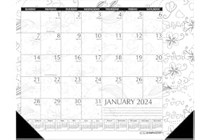 House of Doolittle 2024 Monthly Desk Pad Calendar, Doodle Black and White, 22 x 17 Inches, January - December (HOD187-24)