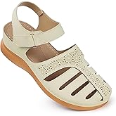 SHIBEVER Closed Toe Sandals Women: Summer Dressy Wedge Sandal - Fisherman Comfortable Hollow Out Sandals