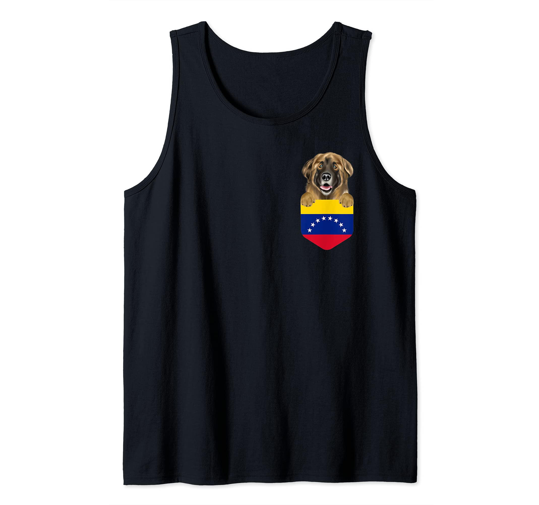 Venezuela Flag Leonberger Dog In Pocket Tank Top