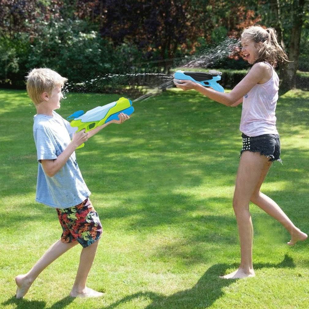 Exciting 2 Pack - Water Gun Blasters - 2 Squirt Guns Super Water Soaker Blaster for Kids, Adults - Long Range 600cc Water Toy for Summer, Swimming Pool, Beach, Sand, Children: Toys & Games