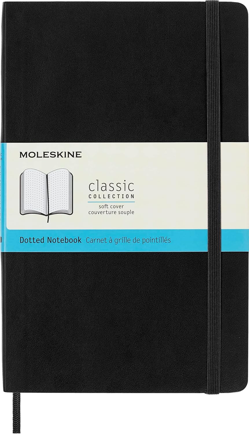 Moleskine Classic Notebook, Notebook With Dotted Pages, Soft Cover and Elastic Closure, Black, Large, 13 x 21 cm, 192 Pages