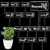 Bucherry 15 Pcs Acrylic Plant Label Signs, Clear Herb Markers T Type with Printed Herb Name Waterproof Plant Marker Stakes for Indoor Outdoor Seed Flowerpot Potted(Acrylic)