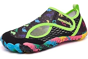 JouraLiyon Kids Water Shoes for Boys & Girls, Toddler to Big Kids Swim Shoes with Adjustable Hook and Loop Strap, Non-Slip Ru