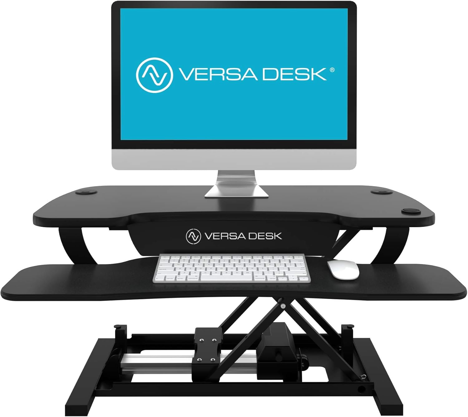 VersaDesk Power Pro USA Manufactured | Electric Height-Adjustable Desk Riser | Standing Desk Converter | Sit to Stand Desktop with Keyboard + Mouse Tray | 36" X 24" | All Black: Kitchen & Dining