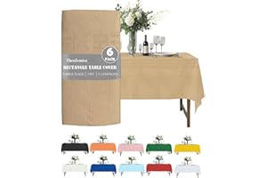 TheoZemica 6 Pcs Disposable Table Covers for Party, 54×108 Inch Kraft Paper Tablecloth Rectangular, Waterproof 3 Ply Paper & Plastic Table Cloth for Christmas Birthday Banquet Buffet