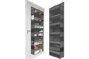 HOMELUX THEORY 1PC Heavy Duty Over the Door Organizer 55x14x6.7, 6 Large Front & 12 Side Pockets, Hanging Storage Closet Door Organizer for Bedroom, Bathroom and Baby Nursery Storage (Dark Gray)