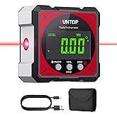 XUNTOP USB Charging Digital Angle Finder Level Box with Laser (Class 2, <1mW Output), 4-side Strong Magnetic Angle Gauge IP54